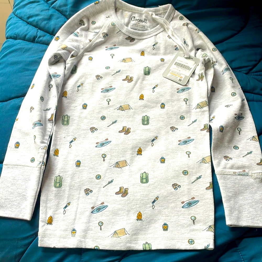 3/$20! NWT COCCOLI about 6 year l/S t-shirt camping OEKO-Tex organic cotton